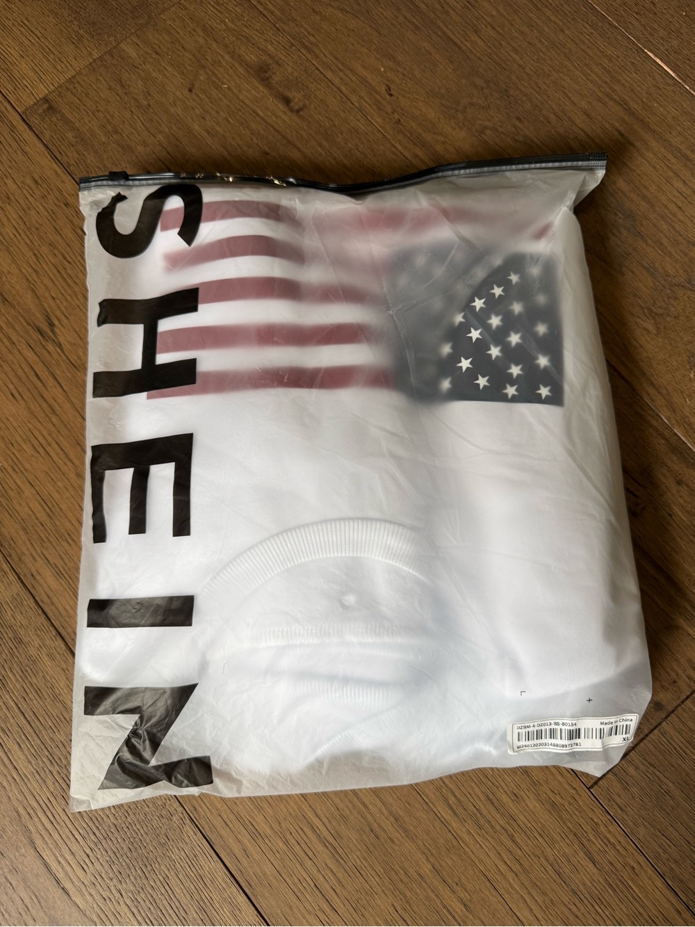 SHEIN White Women's Sweatshirt with Red & Blue Flag Graphic